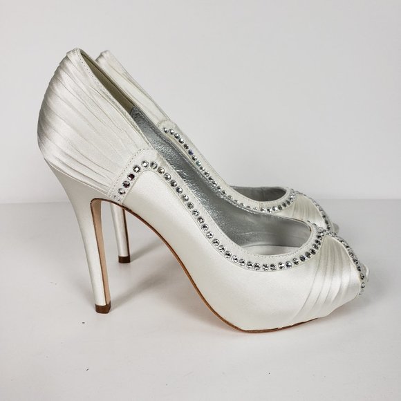 Bourne  Open-Toe Satin shoes Bridal Pump,Ivory, 38 - Picture 6 of 8